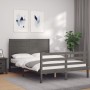 Estructura de cama con cabecero madera maciza gris 140x200 cm de vidaXL, Camas y somieres - Ref: Foro24-3194638, Precio: 171,...