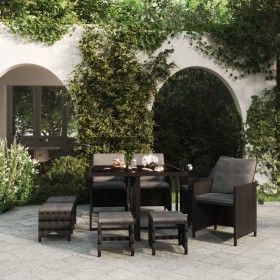 9-piece garden dining set and black synthetic rattan cushions by vidaXL, Garden sets - Ref: Foro24-3095508, Price: 442,03 €, ...