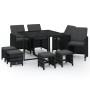 Set de comedor de jardín 9 pzas y cojines ratán sintético negro de vidaXL, Conjuntos de jardín - Ref: Foro24-3095508, Precio:...