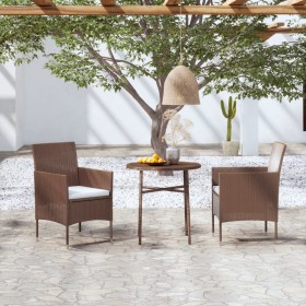 Braunes synthetisches Rattan Garten Esszimmer Set 3 Stück von vidaXL, Gartensets - Ref: Foro24-3098024, Preis: 145,39 €, Raba...