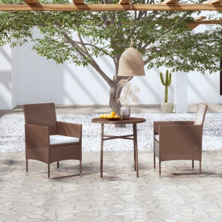 Braunes synthetisches Rattan Garten Esszimmer Set 3 Stück von vidaXL, Gartensets - Ref: Foro24-3098024, Preis: 160,99 €, Raba...