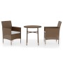 3-piece synthetic brown rattan garden dining set by vidaXL, Garden sets - Ref: Foro24-3098024, Price: 145,39 €, Discount: %