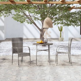 3-teiliges Garten-Essset aus grauem synthetischem Rattan von vidaXL, Gartensets - Ref: Foro24-3098029, Preis: 116,43 €, Rabat...