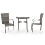 3-piece garden dining set gray synthetic rattan by vidaXL, Garden sets - Ref: Foro24-3098029, Price: 120,33 €, Discount: %