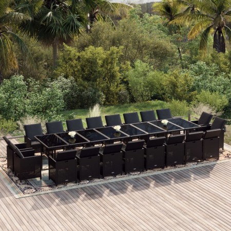 Garten Esstischgarnitur 21 tlg. mit Kissen schwarz synthetisches Rattan von vidaXL, Gartensets - Ref: Foro24-3095668, Preis: ...