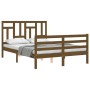 Estructura cama y cabecero madera maciza marrón miel 140x200 cm de vidaXL, Camas y somieres - Ref: Foro24-3194964, Precio: 14...