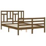 Estructura cama y cabecero madera maciza marrón miel 140x200 cm de vidaXL, Camas y somieres - Ref: Foro24-3194964, Precio: 14...