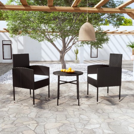 3-Piece Black Synthetic Rattan Garden Dining Set by vidaXL, Garden sets - Ref: Foro24-3098035, Price: 143,08 €, Discount: %