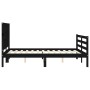 Double bed frame with black solid wood headboard by vidaXL, Beds and slatted bases - Ref: Foro24-3194285, Price: 145,97 €, Di...