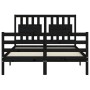 Double bed frame with black solid wood headboard by vidaXL, Beds and slatted bases - Ref: Foro24-3194285, Price: 145,97 €, Di...