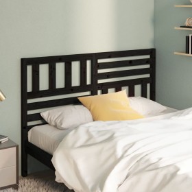 Solid black pine wood bed headboard 146x4x100 cm by vidaXL, Headboards and footboards - Ref: Foro24-814148, Price: 46,36 €, D...