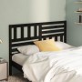 Solid black pine wood bed headboard 146x4x100 cm by vidaXL, Headboards and footboards - Ref: Foro24-814148, Price: 46,34 €, D...