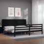 Bed frame with black solid wood headboard 200x200 cm by vidaXL, Beds and slatted bases - Ref: Foro24-3194660, Price: 184,72 €...