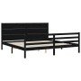 Bed frame with black solid wood headboard 200x200 cm by vidaXL, Beds and slatted bases - Ref: Foro24-3194660, Price: 184,72 €...