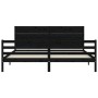 Bed frame with black solid wood headboard 200x200 cm by vidaXL, Beds and slatted bases - Ref: Foro24-3194660, Price: 184,72 €...