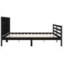 Bed frame with black solid wood headboard 200x200 cm by vidaXL, Beds and slatted bases - Ref: Foro24-3194660, Price: 184,72 €...