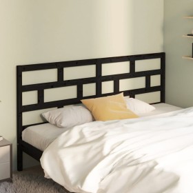 Solid black pine wood bed headboard 206x4x100 cm by vidaXL, Headboards and footboards - Ref: Foro24-814218, Price: 46,99 €, D...