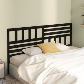 Solid black pine wood bed headboard 206x4x100 cm by vidaXL, Headboards and footboards - Ref: Foro24-814168, Price: 72,99 €, D...