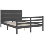 Estructura de cama matrimonio con cabecero madera maciza gris de vidaXL, Camas y somieres - Ref: Foro24-3194608, Precio: 163,...