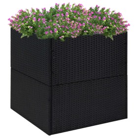 Black synthetic rattan planter 80x80x80 cm by vidaXL, Pots and planters - Ref: Foro24-319173, Price: 132,37 €, Discount: %