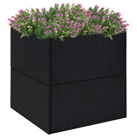 Jardinera de ratán sintético negra 80x80x80 cm de vidaXL, Maceteros y jardineras - Ref: Foro24-319173, Precio: 132,23 €, Desc...