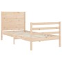 Bed frame with solid wood headboard 100x200 cm by vidaXL, Beds and slatted bases - Ref: Foro24-3194626, Price: 127,67 €, Disc...