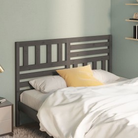 Solid gray pine wood bed headboard 156x4x100 cm by vidaXL, Headboards and footboards - Ref: Foro24-814151, Price: 64,99 €, Di...