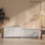 Mueble de TV madera contrachapada blanco brillo 146,5x35x50 cm de vidaXL, Muebles TV - Ref: Foro24-809815, Precio: 56,71 €, D...