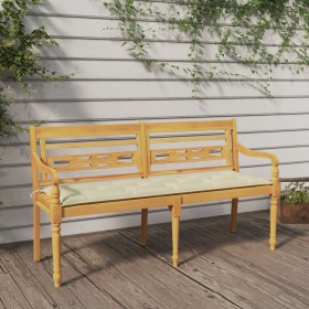 Batavia bench cream cushion solid teak wood 150 cm by vidaXL, garden benches - Ref: Foro24-3100843, Price: 230,99 €, Discount: %