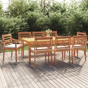 9-teiliges Garten-Essset mit Kissen aus massivem Teakholz von vidaXL, Gartensets - Ref: Foro24-3100796, Preis: 1,00 €, Rabatt: %