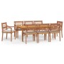 Juego comedor de jardín 9 piezas con cojines madera maciza teca de vidaXL, Conjuntos de jardín - Ref: Foro24-3100796, Precio:...