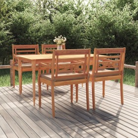 Garden dining set 5 pieces and solid teak wood cushions by vidaXL, Garden sets - Ref: Foro24-3100791, Price: 676,74 €, Discou...