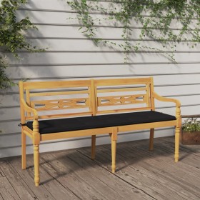 Batavia bench with black cushion solid teak wood 150 cm by vidaXL, garden benches - Ref: Foro24-3100833, Price: 234,53 €, Dis...