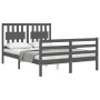 Estructura de cama con cabecero madera maciza gris 120x200 cm de vidaXL, Camas y somieres - Ref: Foro24-3194308, Precio: 157,...