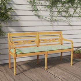 Batavia bench with leaf print teak wood cushion 150cm by vidaXL, garden benches - Ref: Foro24-3100838, Price: 230,99 €, Disco...