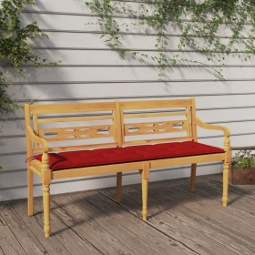 Batavia bench with red cushion solid teak wood 150 cm by vidaXL, garden benches - Ref: Foro24-3100847, Price: 242,99 €, Disco...