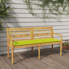 Batavia bench with glossy green cushion solid teak wood 150 cm by vidaXL, garden benches - Ref: Foro24-3100852, Price: 231,63...