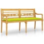 Batavia bench with glossy green cushion solid teak wood 150 cm by vidaXL, garden benches - Ref: Foro24-3100852, Price: 231,63...