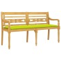 Batavia bench with glossy green cushion solid teak wood 150 cm by vidaXL, garden benches - Ref: Foro24-3100852, Price: 231,63...