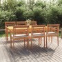 7-piece garden dining set with solid teak wood cushions by vidaXL, Garden sets - Ref: Foro24-3100795, Price: 1,00 €, Discount: %