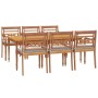 7-piece garden dining set with solid teak wood cushions by vidaXL, Garden sets - Ref: Foro24-3100795, Price: 1,00 €, Discount: %