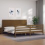 Estructura cama y cabecero madera maciza marrón miel 200x200 cm de vidaXL, Camas y somieres - Ref: Foro24-3194659, Precio: 18...