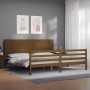 Estructura cama y cabecero madera maciza marrón miel 200x200 cm de vidaXL, Camas y somieres - Ref: Foro24-3194659, Precio: 18...