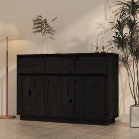 Solid black pine wood sideboard 110x34x75 cm by vidaXL, Sideboards - Ref: Foro24-813818, Price: 132,99 €, Discount: %