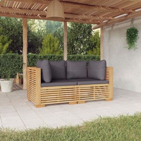 Garten-Ecksofa mit Kissen, 2 Stück, massives Teakholz von vidaXL, Gartensets - Ref: Foro24-3100864, Preis: 423,79 €, Rabatt: %