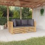 Garten-Ecksofa mit Kissen, 2 Stück, massives Teakholz von vidaXL, Gartensets - Ref: Foro24-3100864, Preis: 442,39 €, Rabatt: %