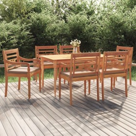 Garten Essgarnitur 7 Stück mit Kissen massivem Teakholz von vidaXL, Gartensets - Ref: Foro24-3100792, Preis: 902,43 €, Rabatt: %