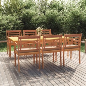 7-piece garden dining set with solid teak wood cushions by vidaXL, Garden sets - Ref: Foro24-3100797, Price: 1,00 €, Discount: %