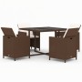 Set comedor de jardín 5 pzas con cojines ratán sintético marrón de vidaXL, Conjuntos de jardín - Ref: Foro24-3095512, Precio:...