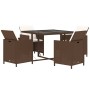 Set comedor de jardín 5 pzas con cojines ratán sintético marrón de vidaXL, Conjuntos de jardín - Ref: Foro24-3095512, Precio:...